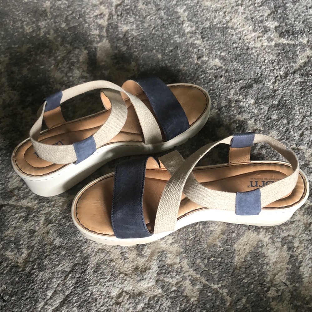 Denim wedge sandals